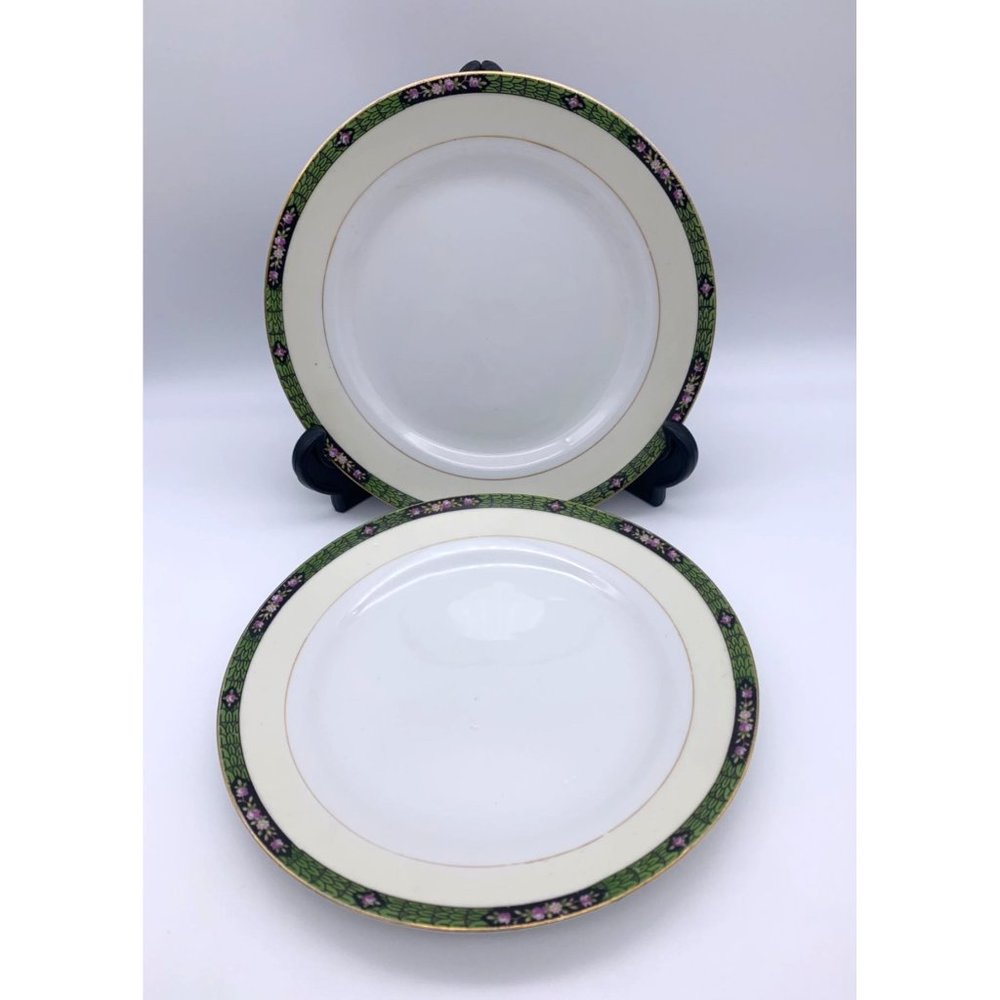 Vintage Noritake - Pair Salad Plates - Cherry Blossom Back Stamp ca 1924